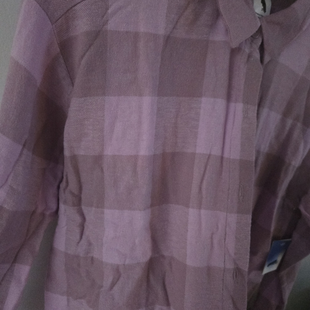 Abound Casual Purple Plaid Shirt Size S - Picture 4 of 5